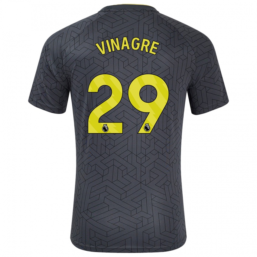 Gyermek Ruben Vinagre #29 Fekete Sárga Idegenbeli Jersey 2024/25 Mez Póló Ing