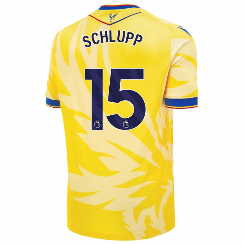 Gyermek Jeffrey Schlupp #15 Sárga Idegenbeli Jersey 2024/25 Mez Póló Ing