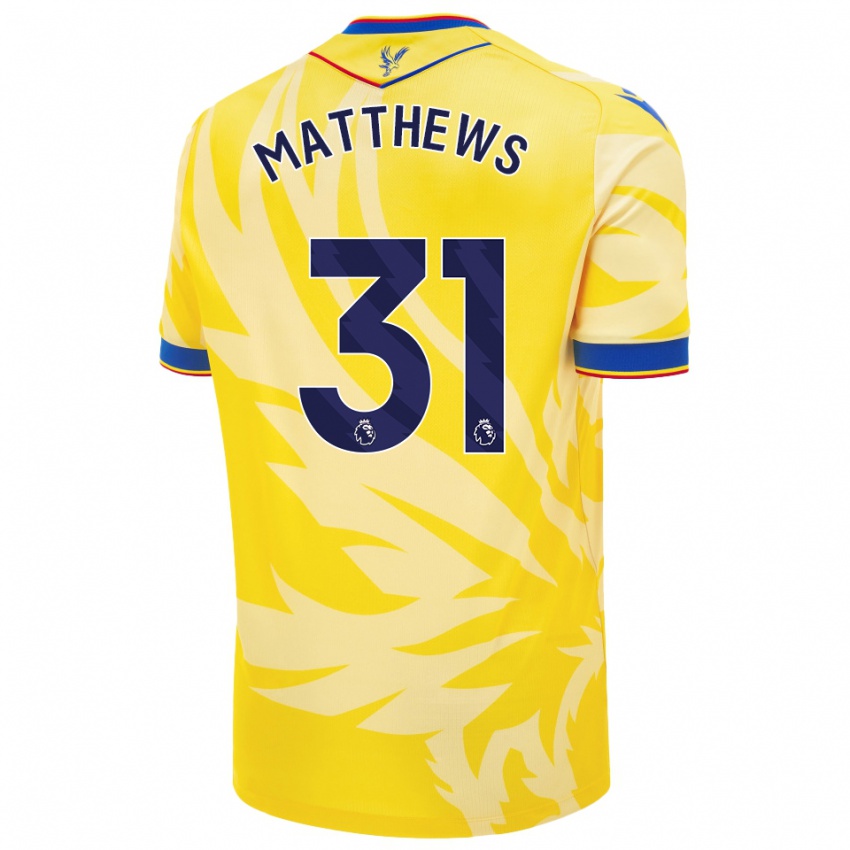 Gyermek Remi Matthews #31 Sárga Idegenbeli Jersey 2024/25 Mez Póló Ing