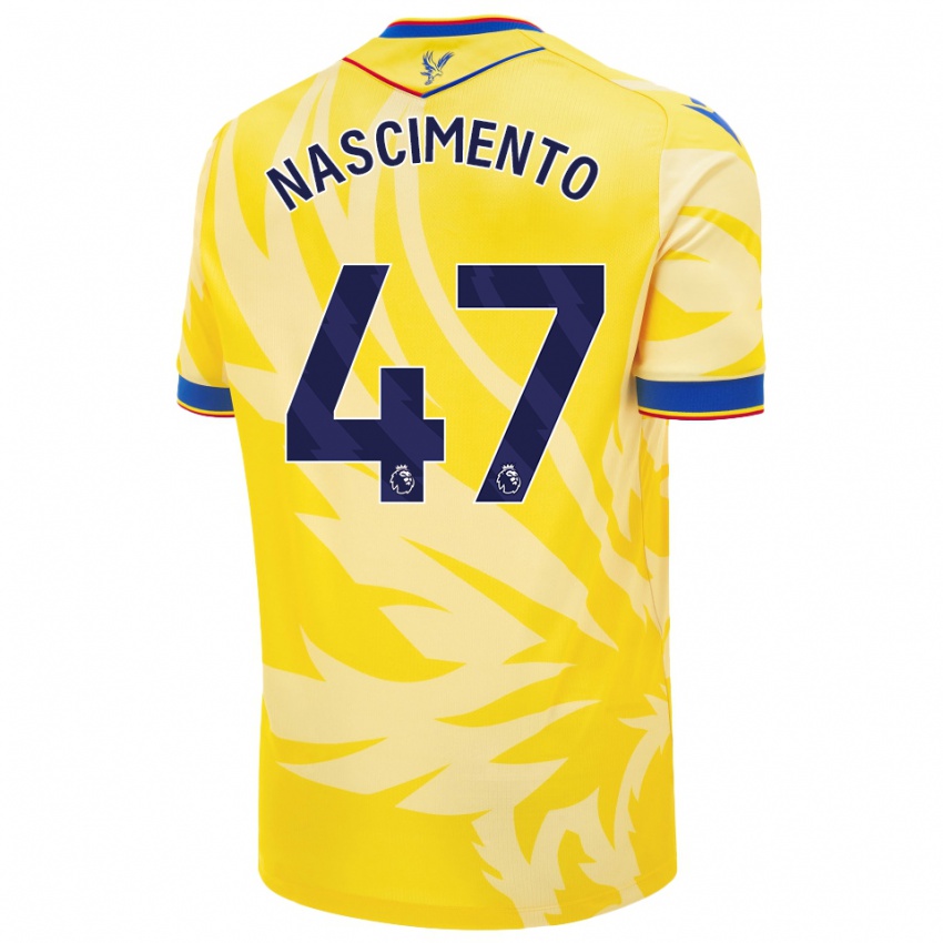 Gyermek Adler Nascimento #47 Sárga Idegenbeli Jersey 2024/25 Mez Póló Ing