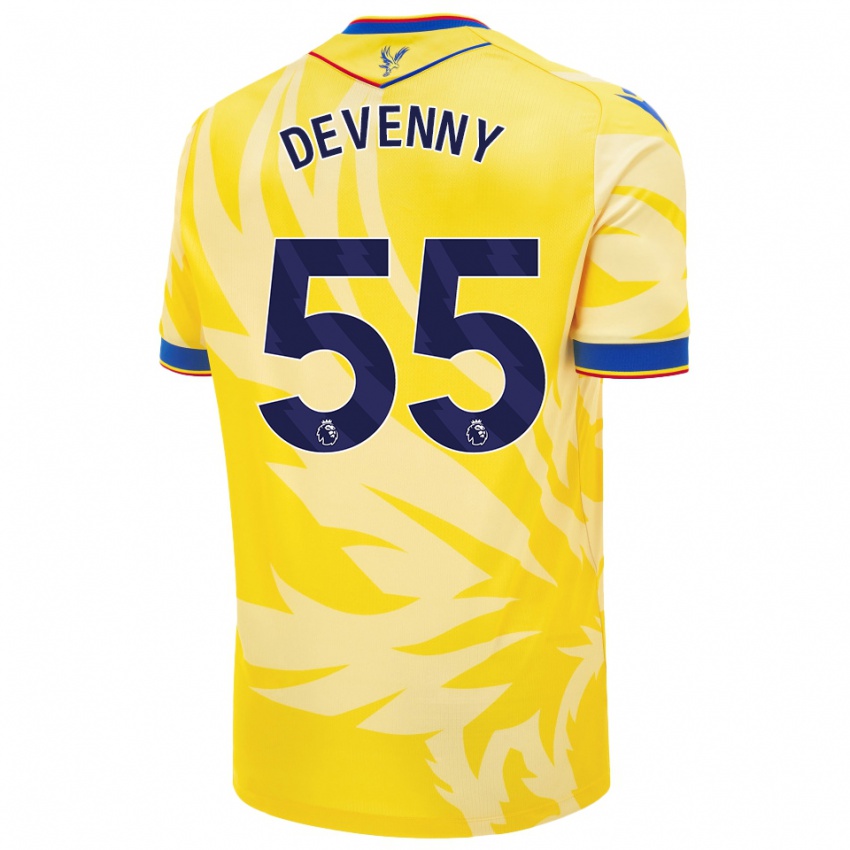 Gyermek Justin Devenny #55 Sárga Idegenbeli Jersey 2024/25 Mez Póló Ing