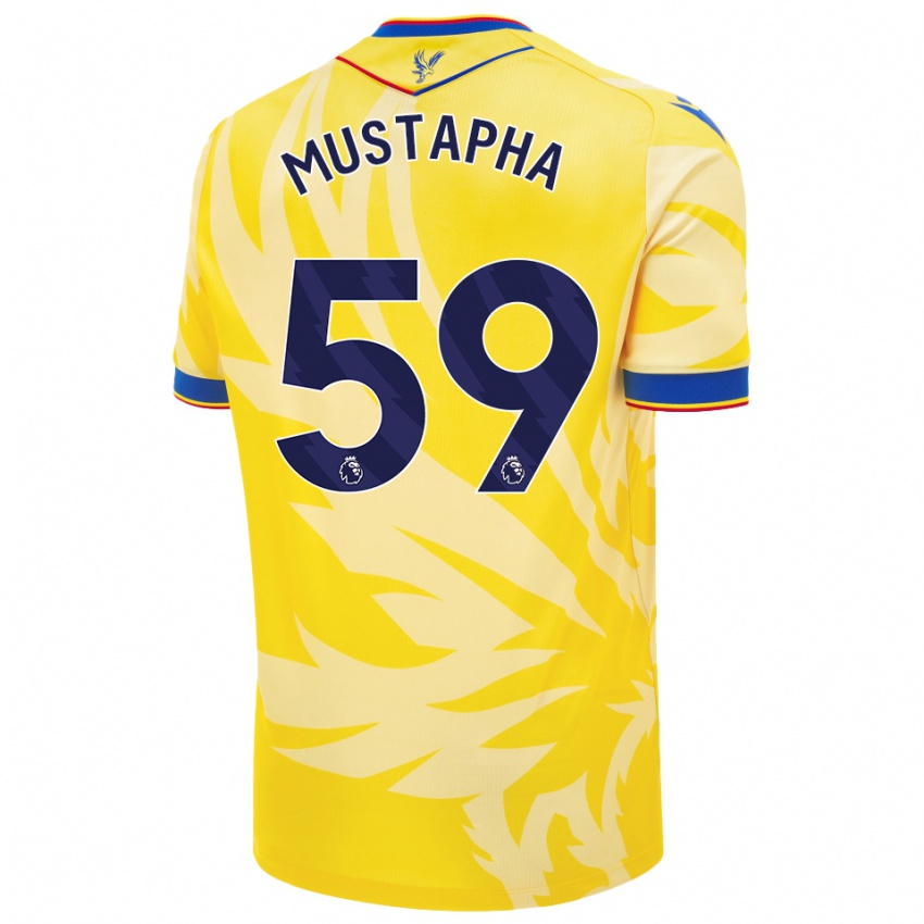 Gyermek Hindolo Mustapha #59 Sárga Idegenbeli Jersey 2024/25 Mez Póló Ing