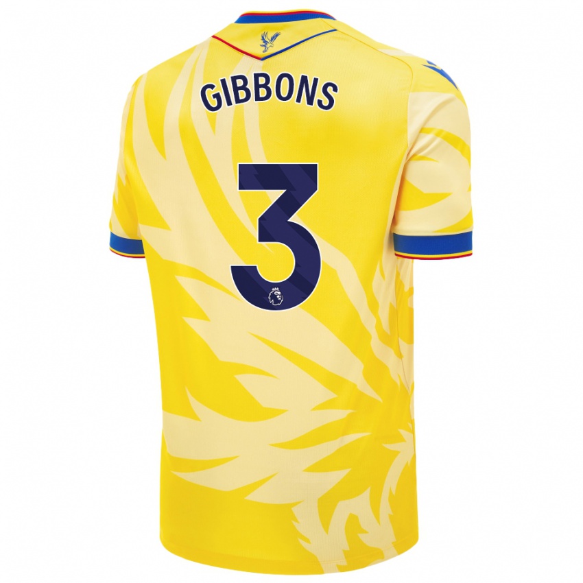 Gyermek Felicity Gibbons #3 Sárga Idegenbeli Jersey 2024/25 Mez Póló Ing