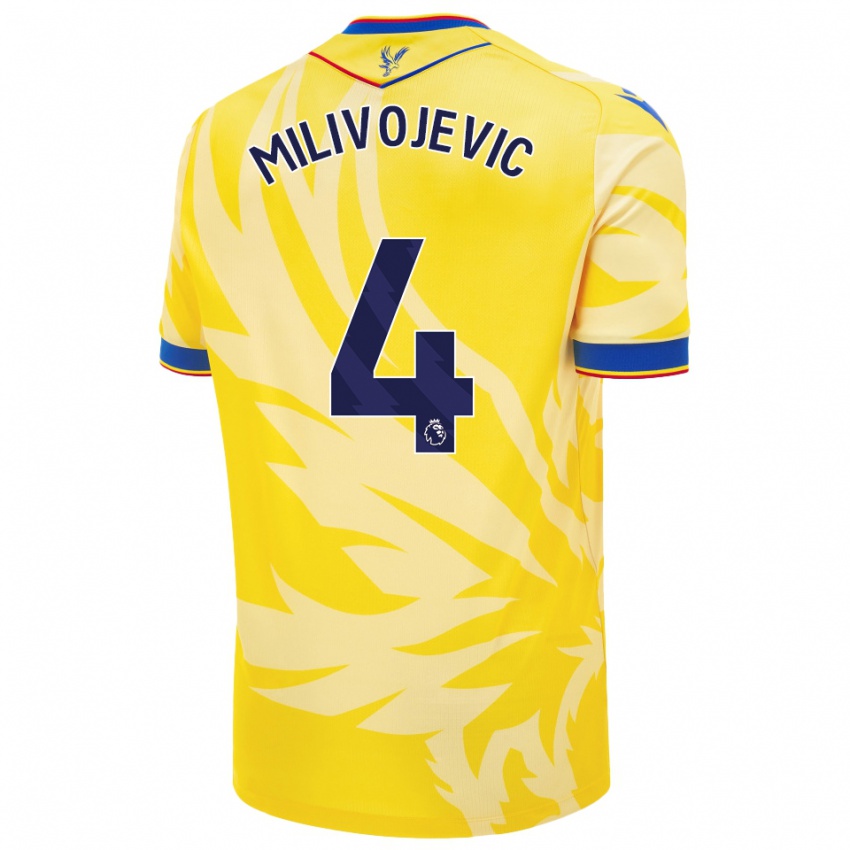 Gyermek Luka Milivojevic #4 Sárga Idegenbeli Jersey 2024/25 Mez Póló Ing