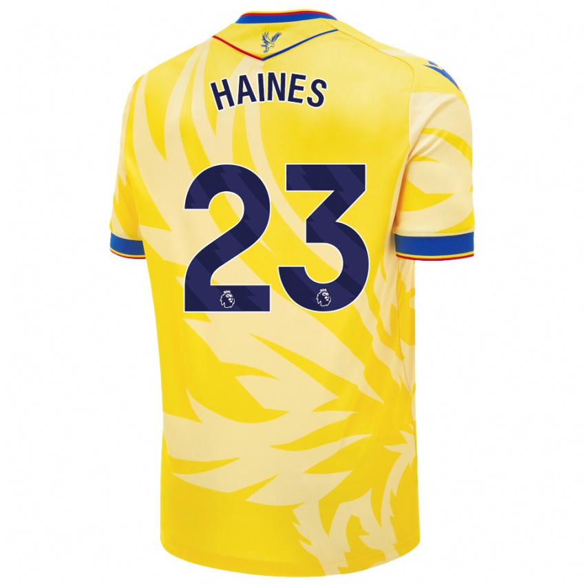 Gyermek Coral-Jade Haines #23 Sárga Idegenbeli Jersey 2024/25 Mez Póló Ing