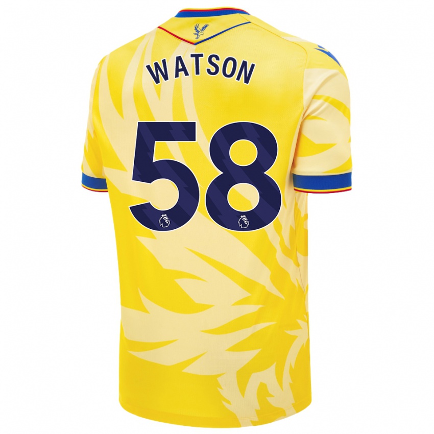 Gyermek Noah Watson #58 Sárga Idegenbeli Jersey 2024/25 Mez Póló Ing