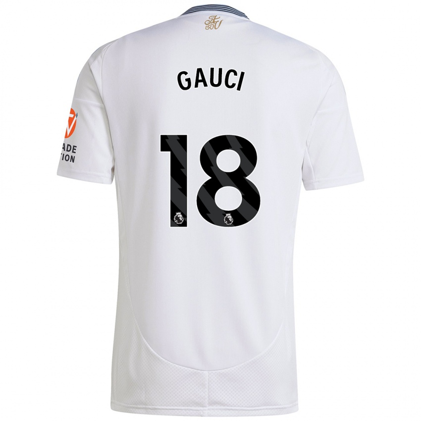 Gyermek Joe Gauci #18 Fehér Idegenbeli Jersey 2024/25 Mez Póló Ing