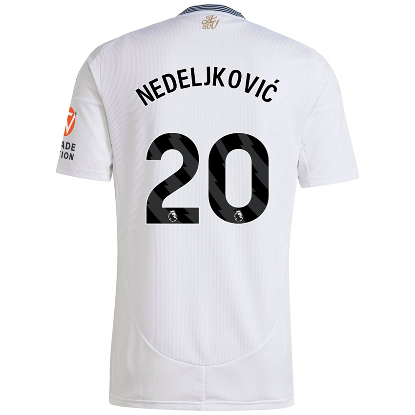 Gyermek Kosta Nedeljkovic #20 Fehér Idegenbeli Jersey 2024/25 Mez Póló Ing