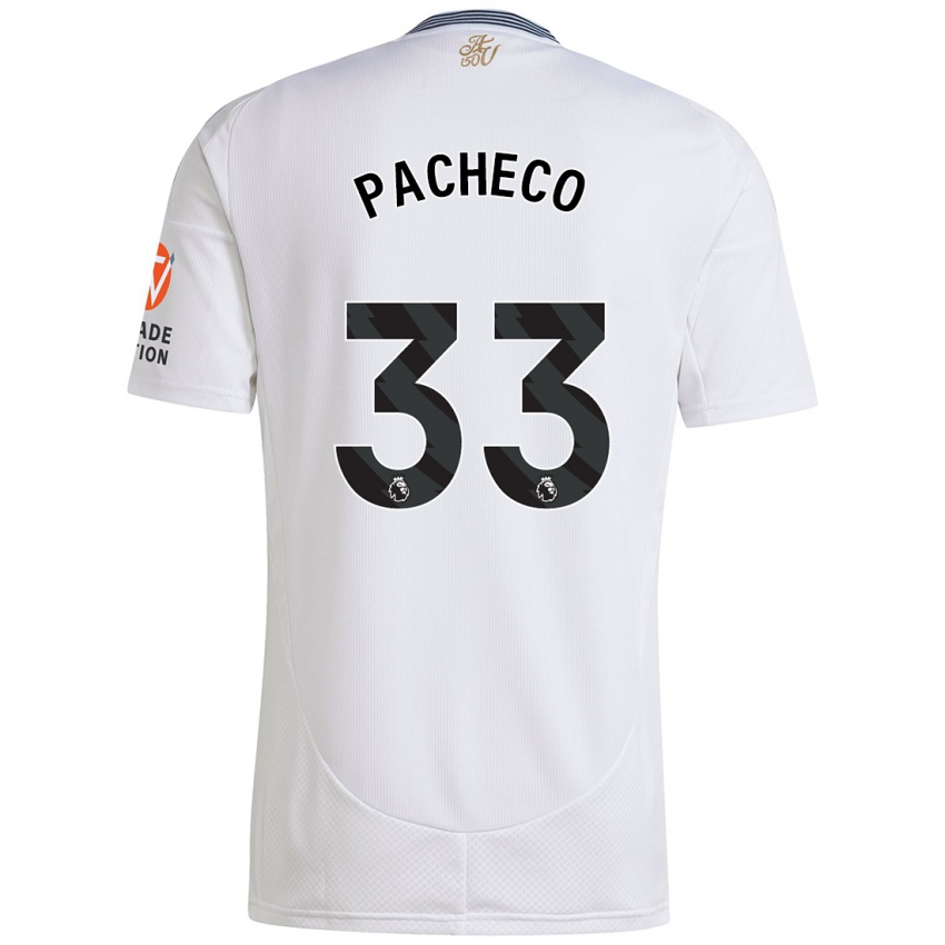 Gyermek Maz Pacheco #33 Fehér Idegenbeli Jersey 2024/25 Mez Póló Ing