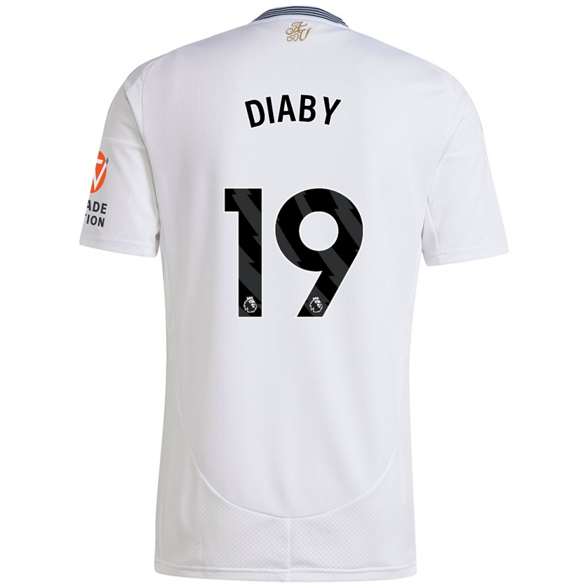 Gyermek Moussa Diaby #19 Fehér Idegenbeli Jersey 2024/25 Mez Póló Ing