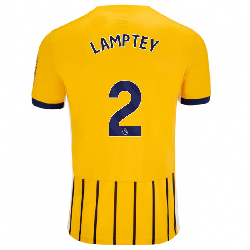 Gyermek Tariq Lamptey #2 Arany Kék Csíkos Idegenbeli Jersey 2024/25 Mez Póló Ing