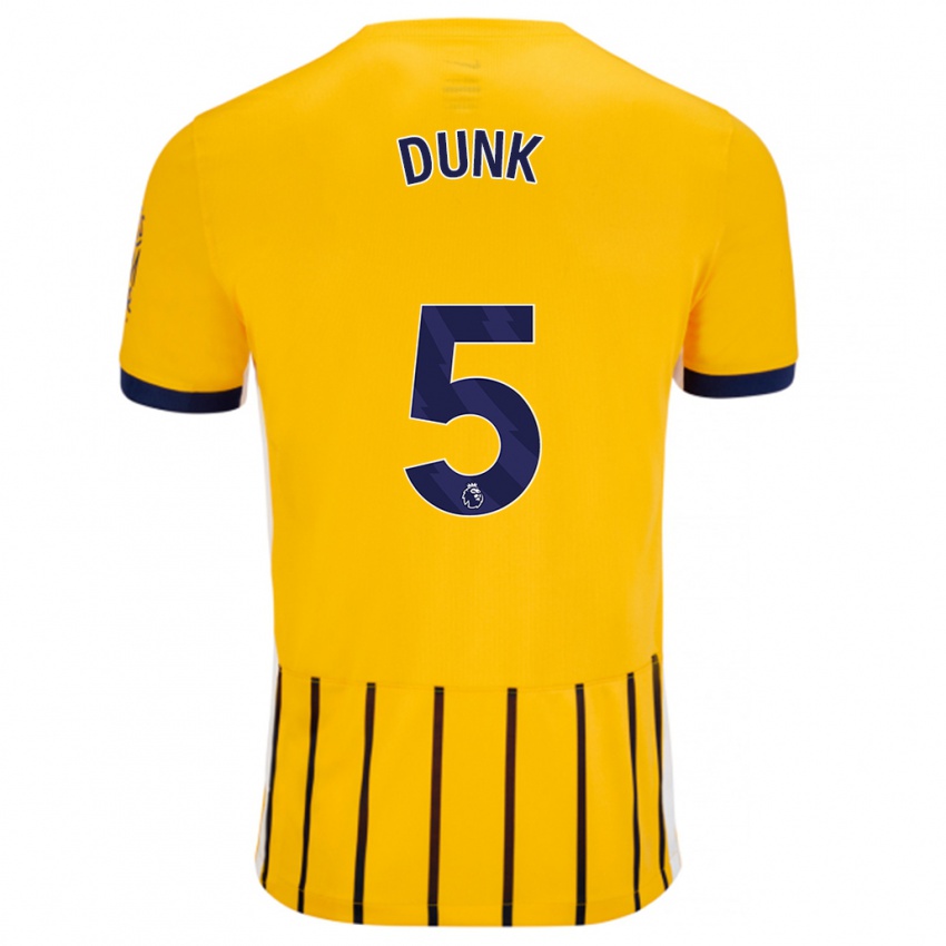 Gyermek Lewis Dunk #5 Arany Kék Csíkos Idegenbeli Jersey 2024/25 Mez Póló Ing