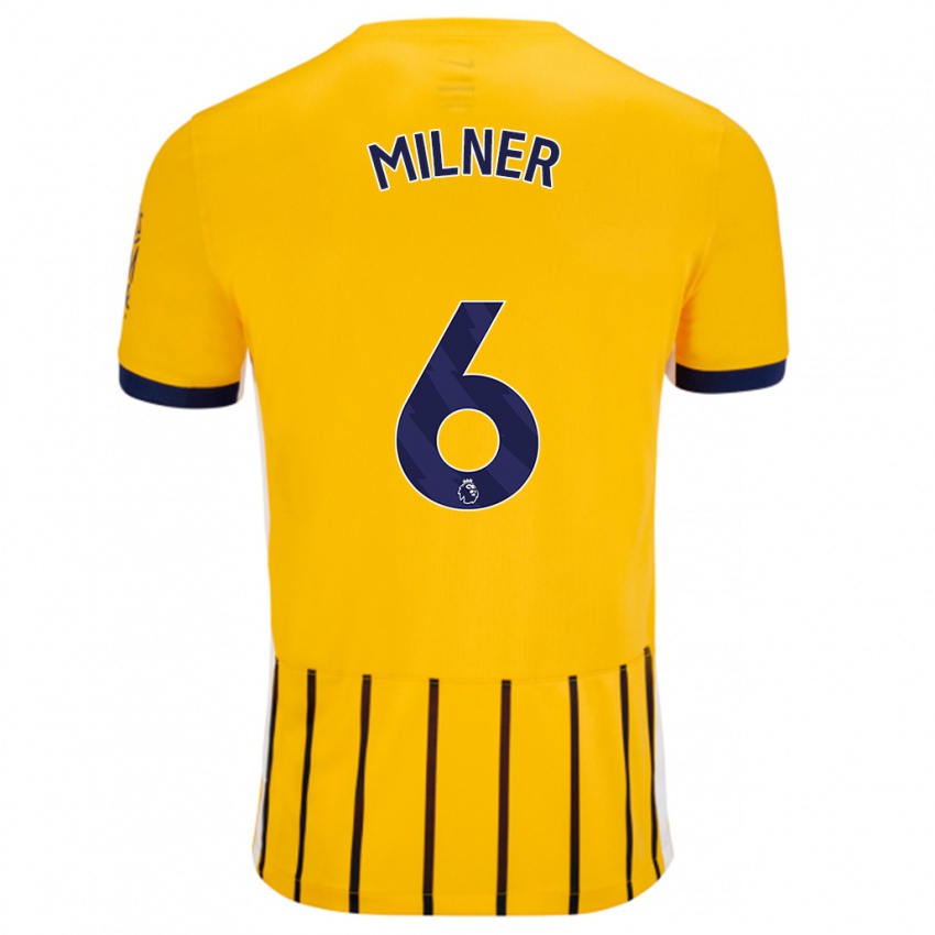 Gyermek James Milner #6 Arany Kék Csíkos Idegenbeli Jersey 2024/25 Mez Póló Ing