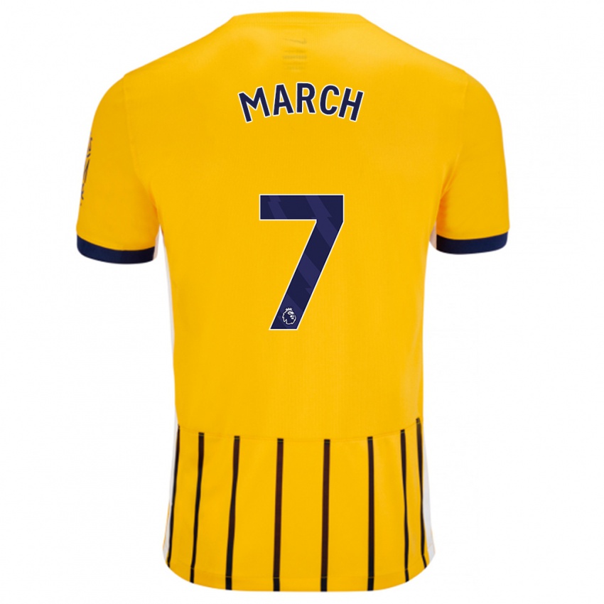 Gyermek Solly March #7 Arany Kék Csíkos Idegenbeli Jersey 2024/25 Mez Póló Ing