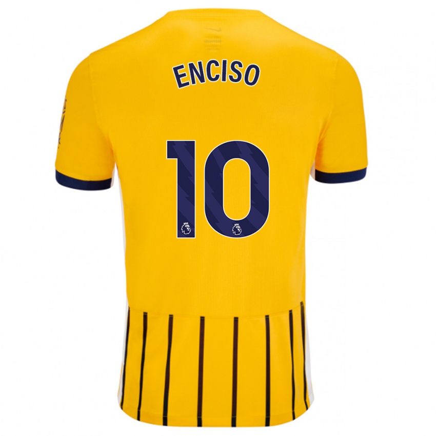 Gyermek Julio Enciso #10 Arany Kék Csíkos Idegenbeli Jersey 2024/25 Mez Póló Ing