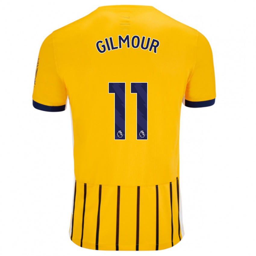 Gyermek Billy Gilmour #11 Arany Kék Csíkos Idegenbeli Jersey 2024/25 Mez Póló Ing