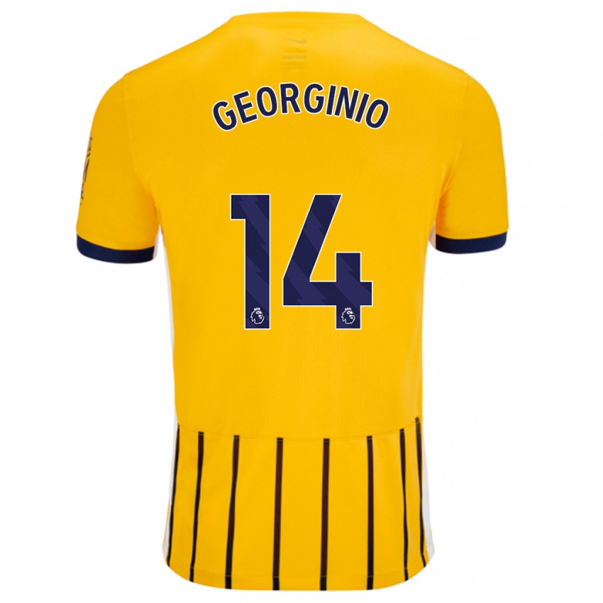 Gyermek Georginio Rutter #14 Arany Kék Csíkos Idegenbeli Jersey 2024/25 Mez Póló Ing