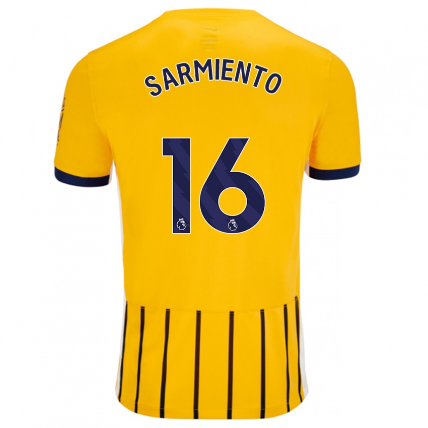 Gyermek Jeremy Sarmiento #16 Arany Kék Csíkos Idegenbeli Jersey 2024/25 Mez Póló Ing