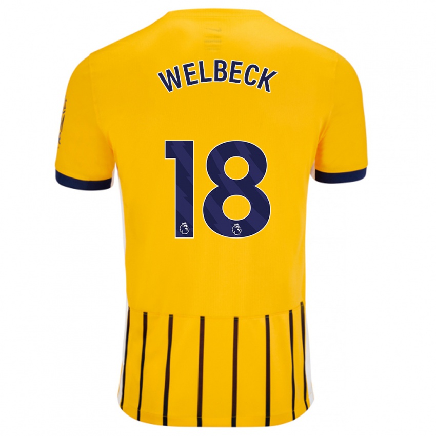 Gyermek Danny Welbeck #18 Arany Kék Csíkos Idegenbeli Jersey 2024/25 Mez Póló Ing