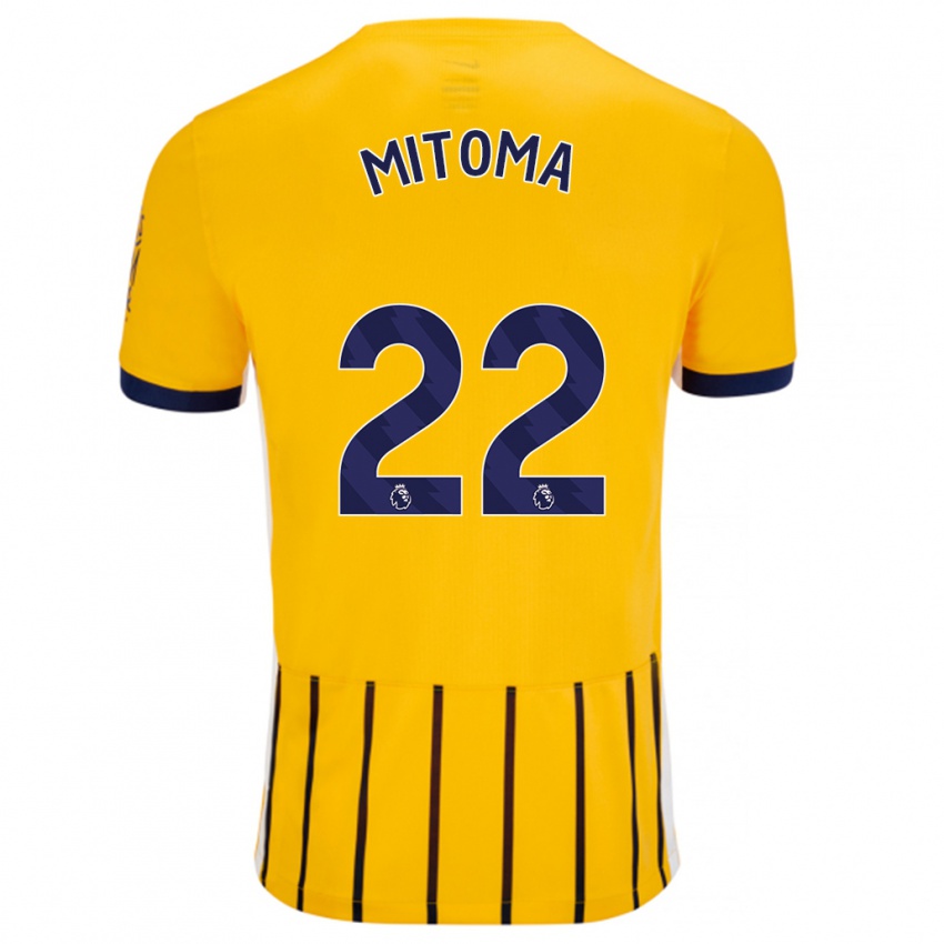 Gyermek Kaoru Mitoma #22 Arany Kék Csíkos Idegenbeli Jersey 2024/25 Mez Póló Ing