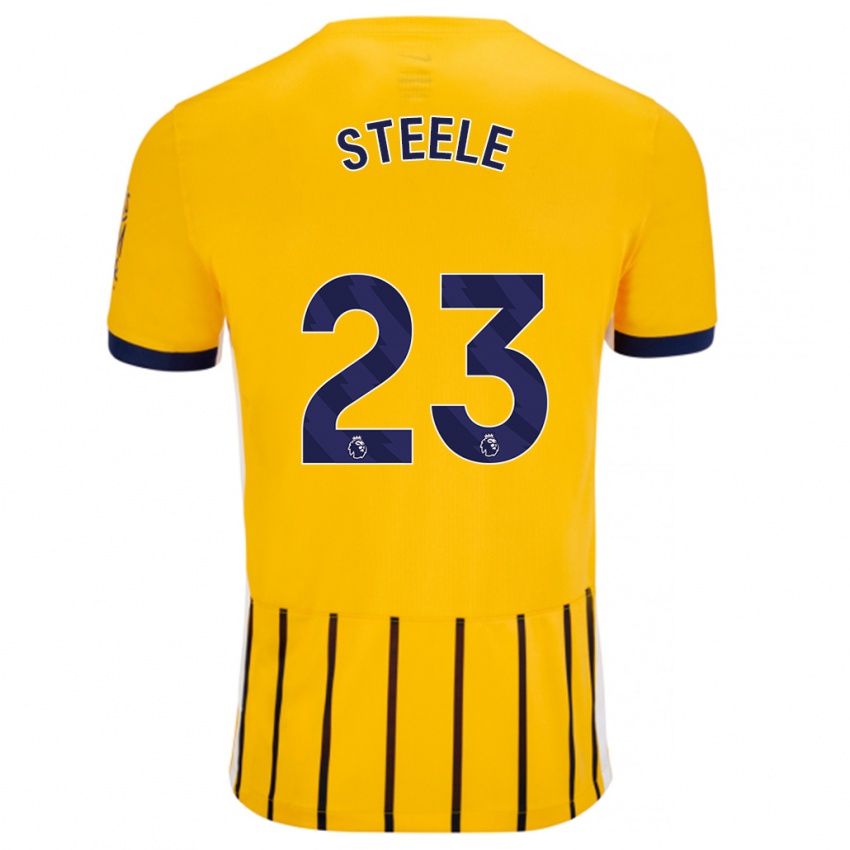 Gyermek Jason Steele #23 Arany Kék Csíkos Idegenbeli Jersey 2024/25 Mez Póló Ing