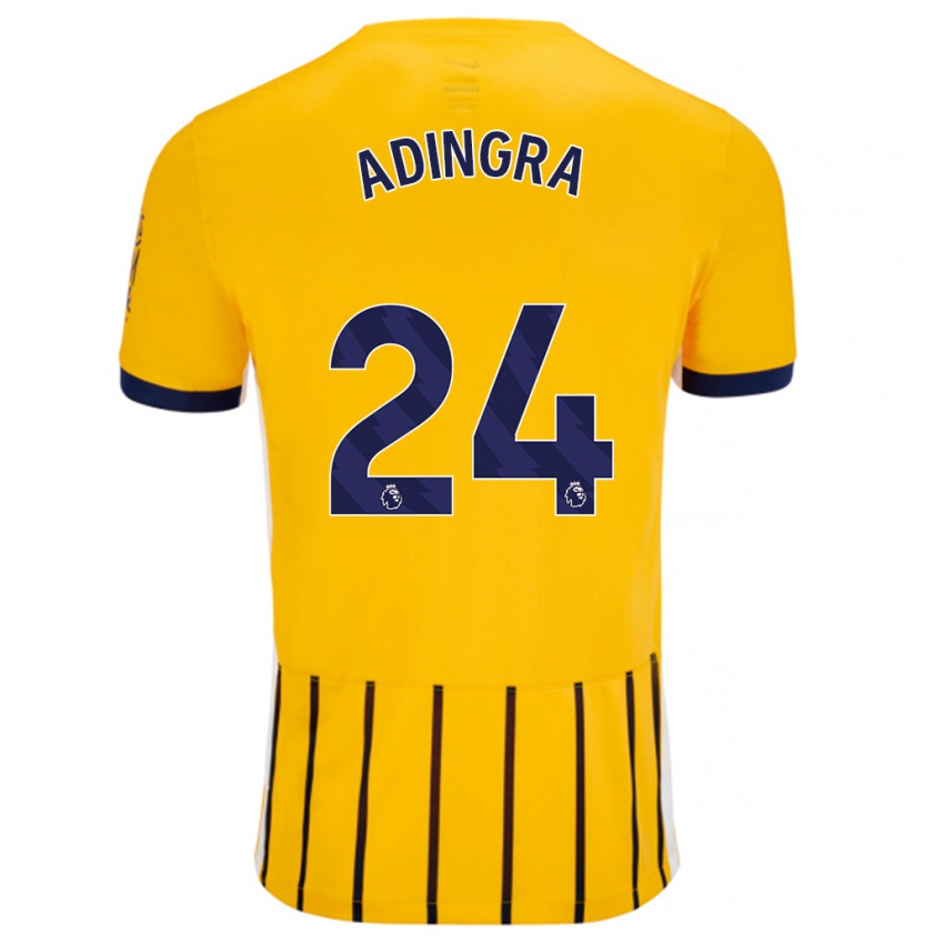 Gyermek Simon Adingra #24 Arany Kék Csíkos Idegenbeli Jersey 2024/25 Mez Póló Ing