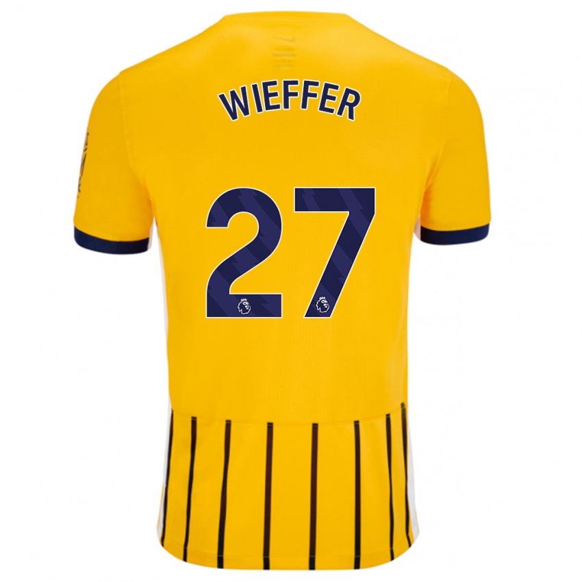 Gyermek Mats Wieffer #27 Arany Kék Csíkos Idegenbeli Jersey 2024/25 Mez Póló Ing