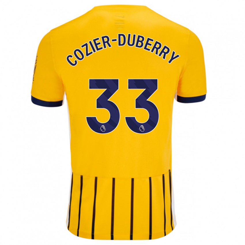 Gyermek Amario Cozier-Duberry #33 Arany Kék Csíkos Idegenbeli Jersey 2024/25 Mez Póló Ing