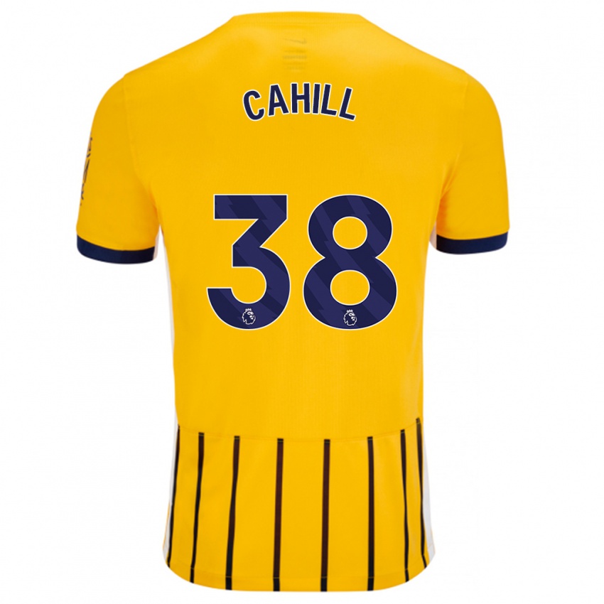 Gyermek Killian Cahill #38 Arany Kék Csíkos Idegenbeli Jersey 2024/25 Mez Póló Ing