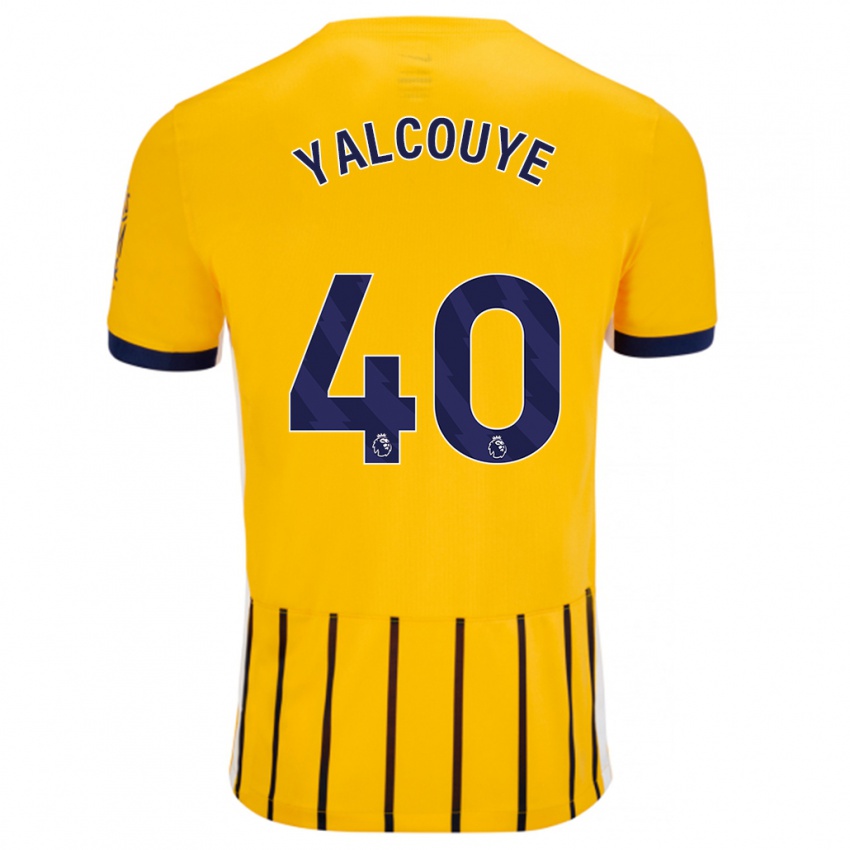 Gyermek Malick Junior Yalcouyé #40 Arany Kék Csíkos Idegenbeli Jersey 2024/25 Mez Póló Ing