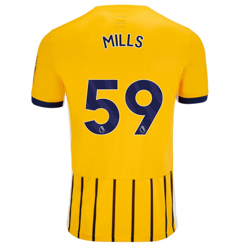 Gyermek Harry Mills #59 Arany Kék Csíkos Idegenbeli Jersey 2024/25 Mez Póló Ing