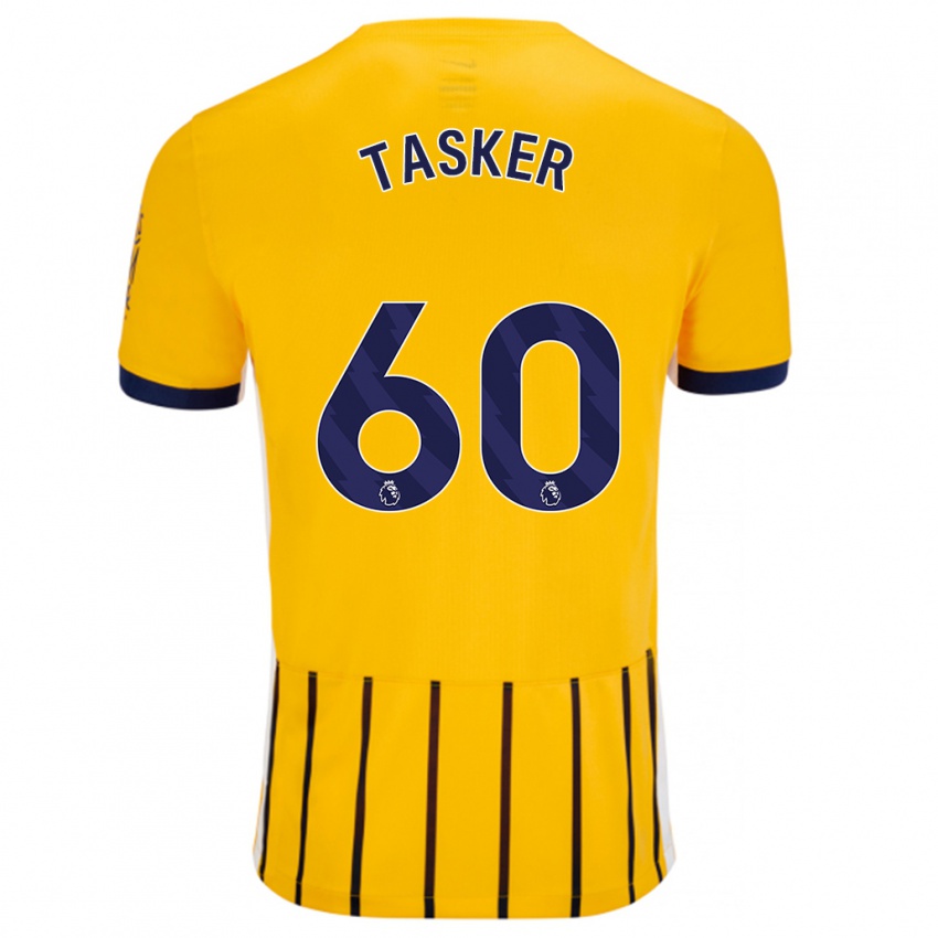 Gyermek Charlie Tasker #60 Arany Kék Csíkos Idegenbeli Jersey 2024/25 Mez Póló Ing