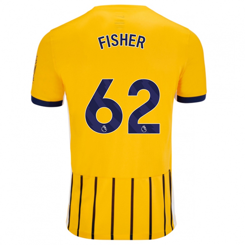 Gyermek Hugo Fisher #62 Arany Kék Csíkos Idegenbeli Jersey 2024/25 Mez Póló Ing