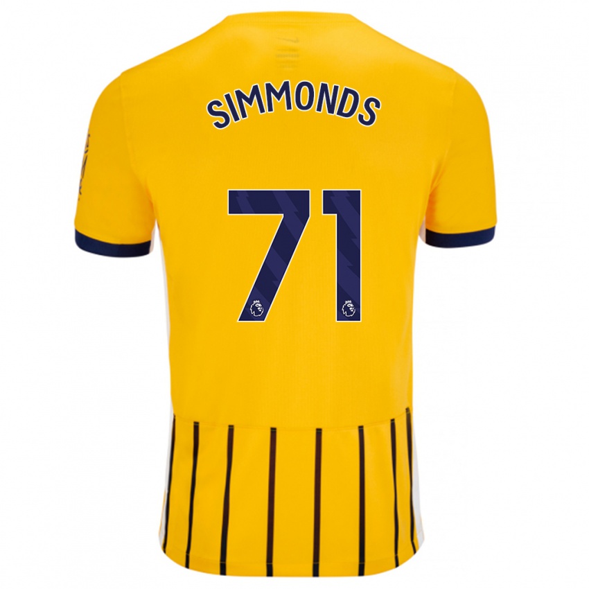 Gyermek Freddie Simmonds #71 Arany Kék Csíkos Idegenbeli Jersey 2024/25 Mez Póló Ing