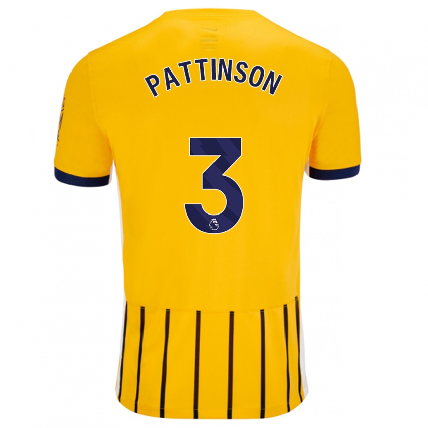 Gyermek Poppy Pattinson #3 Arany Kék Csíkos Idegenbeli Jersey 2024/25 Mez Póló Ing