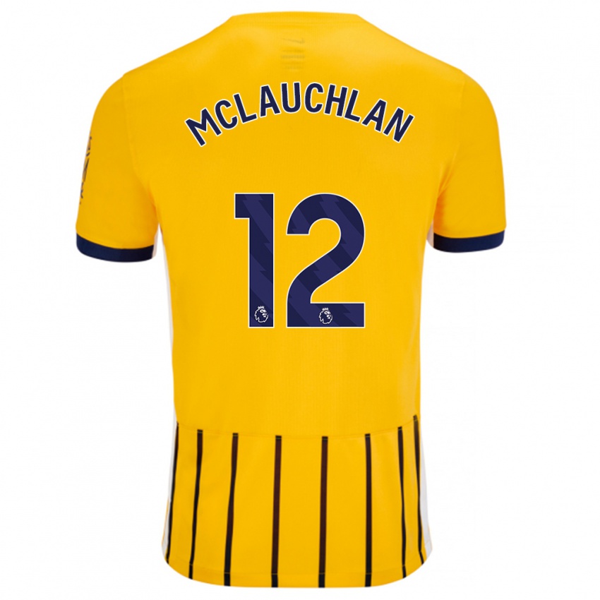 Gyermek Rachel Mclauchlan #12 Arany Kék Csíkos Idegenbeli Jersey 2024/25 Mez Póló Ing