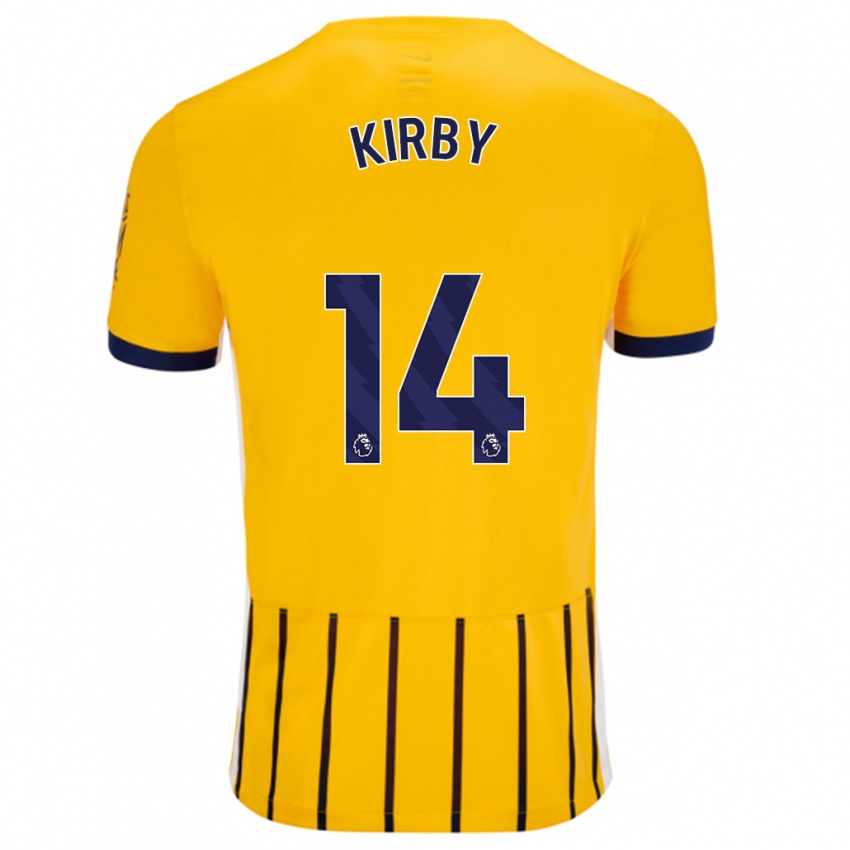 Gyermek Fran Kirby #14 Arany Kék Csíkos Idegenbeli Jersey 2024/25 Mez Póló Ing