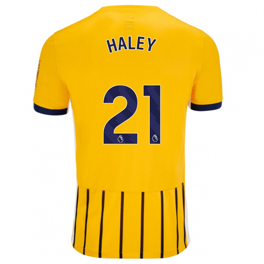 Gyermek Madison Haley #21 Arany Kék Csíkos Idegenbeli Jersey 2024/25 Mez Póló Ing