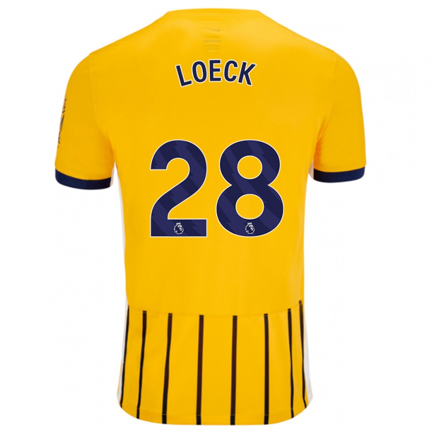 Gyermek Melina Loeck #28 Arany Kék Csíkos Idegenbeli Jersey 2024/25 Mez Póló Ing