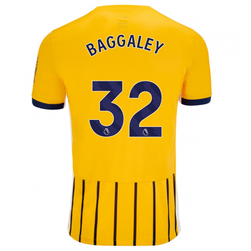 Gyermek Sophie Baggaley #32 Arany Kék Csíkos Idegenbeli Jersey 2024/25 Mez Póló Ing