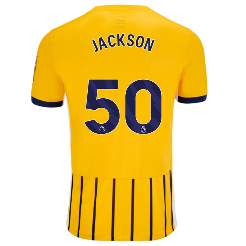 Gyermek Ben Jackson #50 Arany Kék Csíkos Idegenbeli Jersey 2024/25 Mez Póló Ing