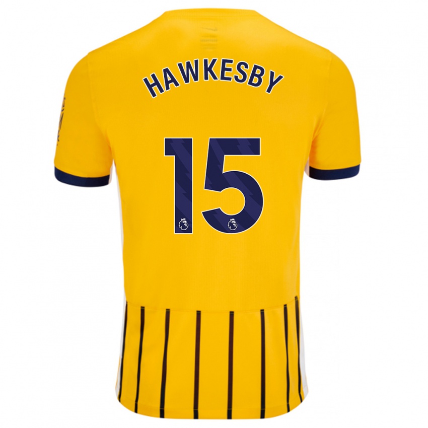 Gyermek Mackenzie Hawkesby #15 Arany Kék Csíkos Idegenbeli Jersey 2024/25 Mez Póló Ing