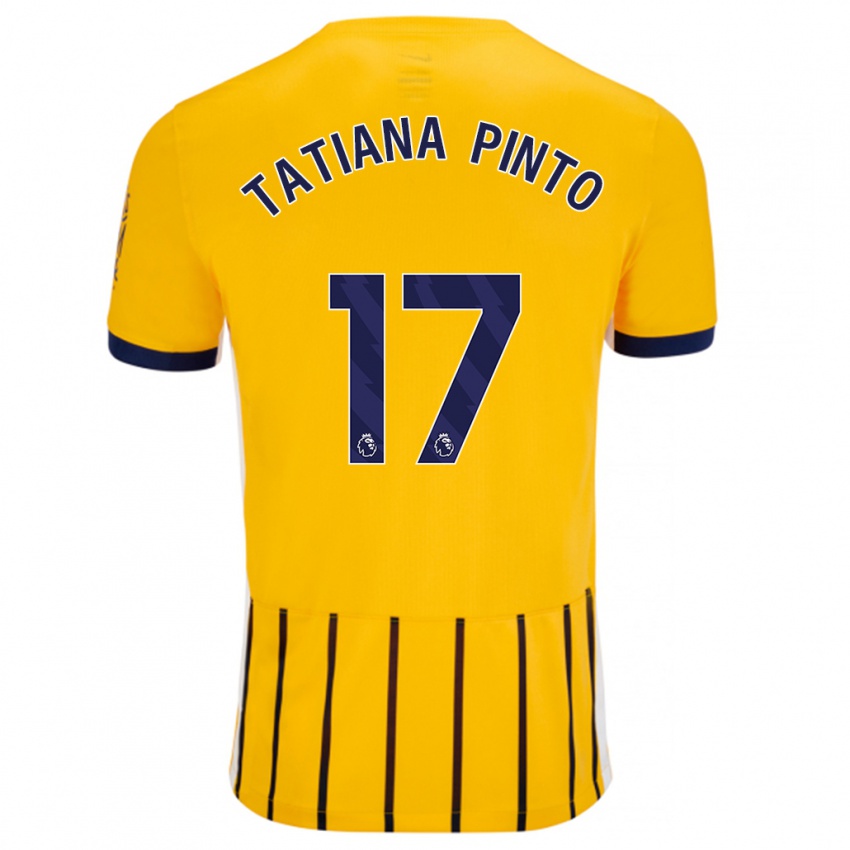 Gyermek Tatiana Vanessa Ferreira Pinto #17 Arany Kék Csíkos Idegenbeli Jersey 2024/25 Mez Póló Ing