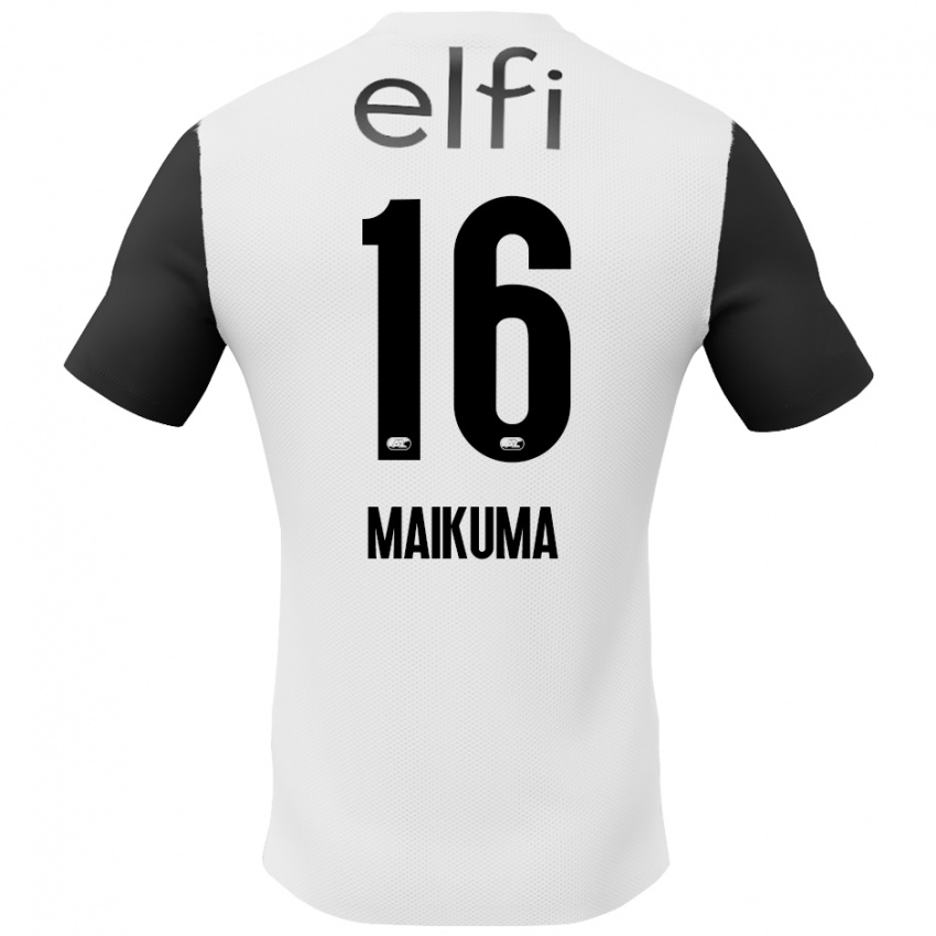 Gyermek Seiya Maikuma #16 Fehér Fekete Idegenbeli Jersey 2024/25 Mez Póló Ing