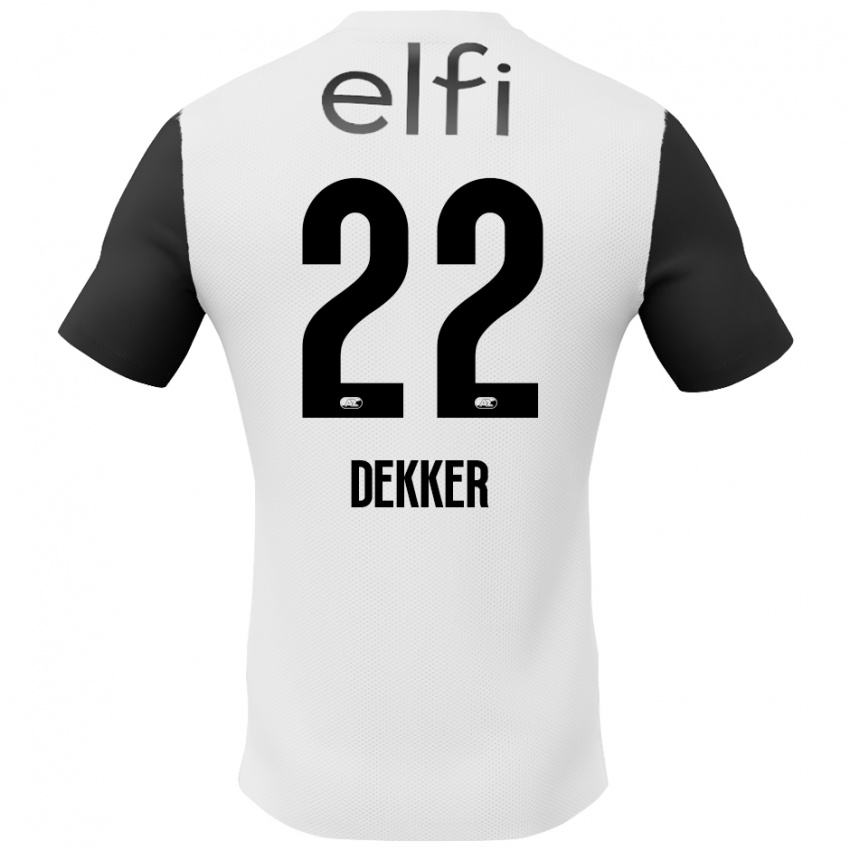 Gyermek Maxim Dekker #22 Fehér Fekete Idegenbeli Jersey 2024/25 Mez Póló Ing