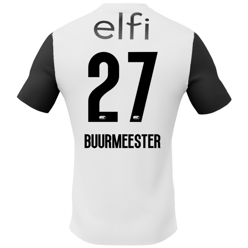 Gyermek Zico Buurmeester #27 Fehér Fekete Idegenbeli Jersey 2024/25 Mez Póló Ing