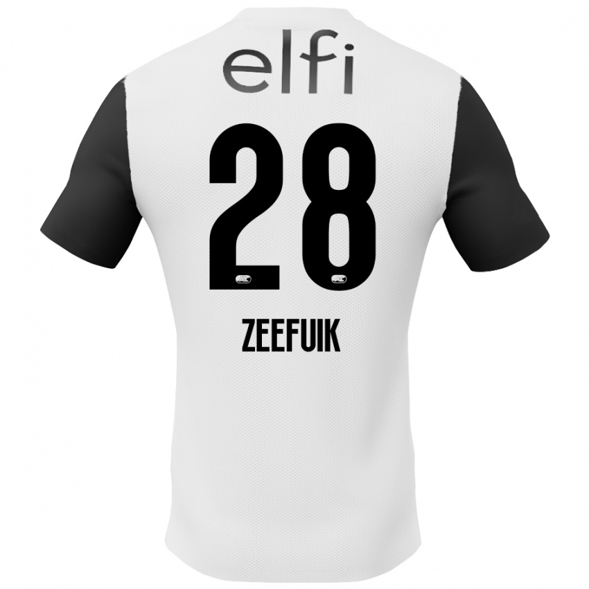 Gyermek Lequincio Zeefuik #28 Fehér Fekete Idegenbeli Jersey 2024/25 Mez Póló Ing