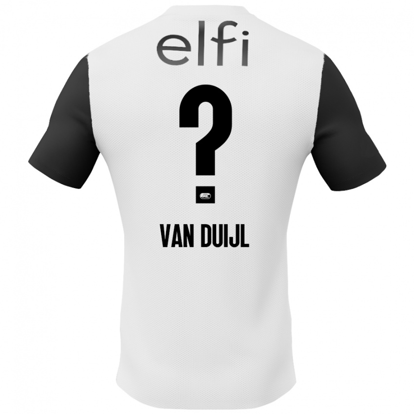 Gyermek Billy Van Duijl #0 Fehér Fekete Idegenbeli Jersey 2024/25 Mez Póló Ing