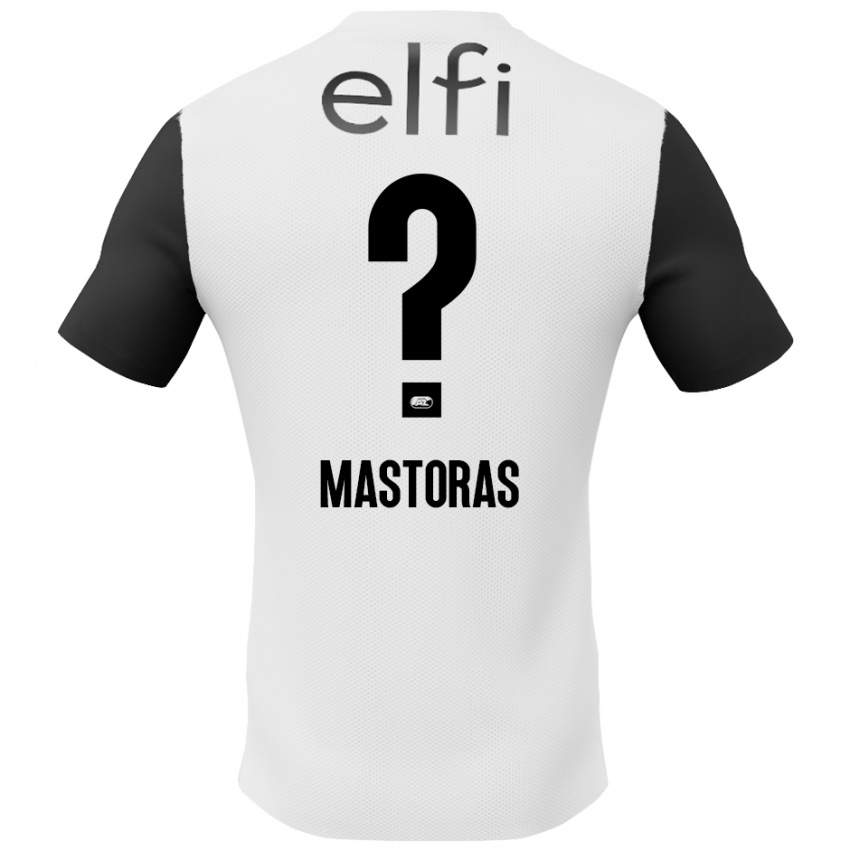 Gyermek Enoch Mastoras #0 Fehér Fekete Idegenbeli Jersey 2024/25 Mez Póló Ing