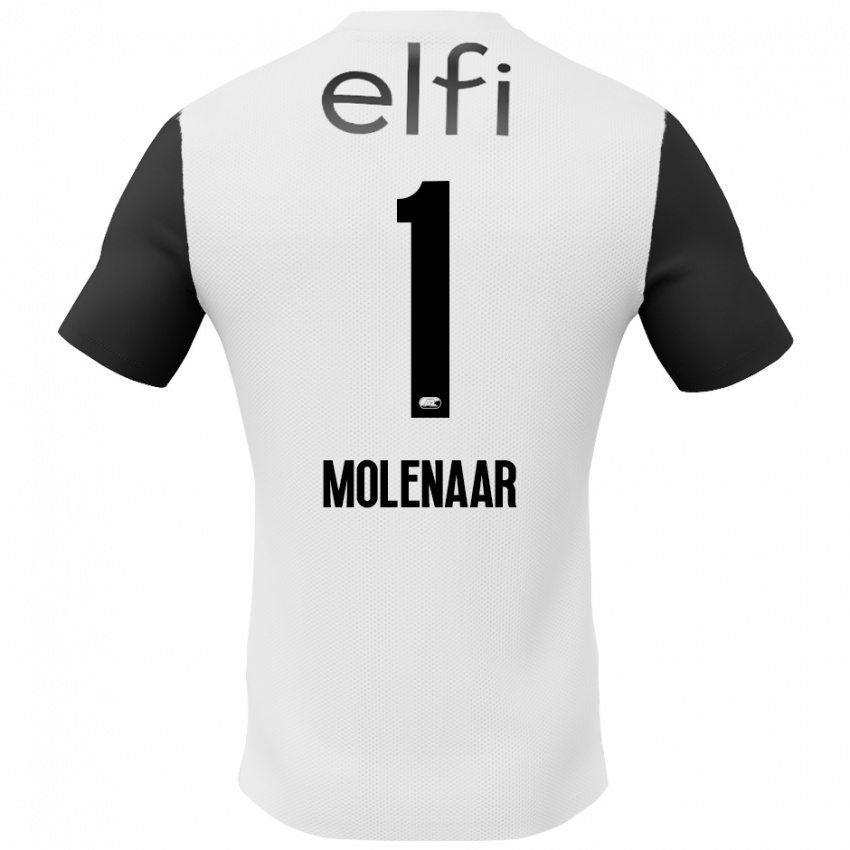 Gyermek Finn Molenaar #1 Fehér Fekete Idegenbeli Jersey 2024/25 Mez Póló Ing